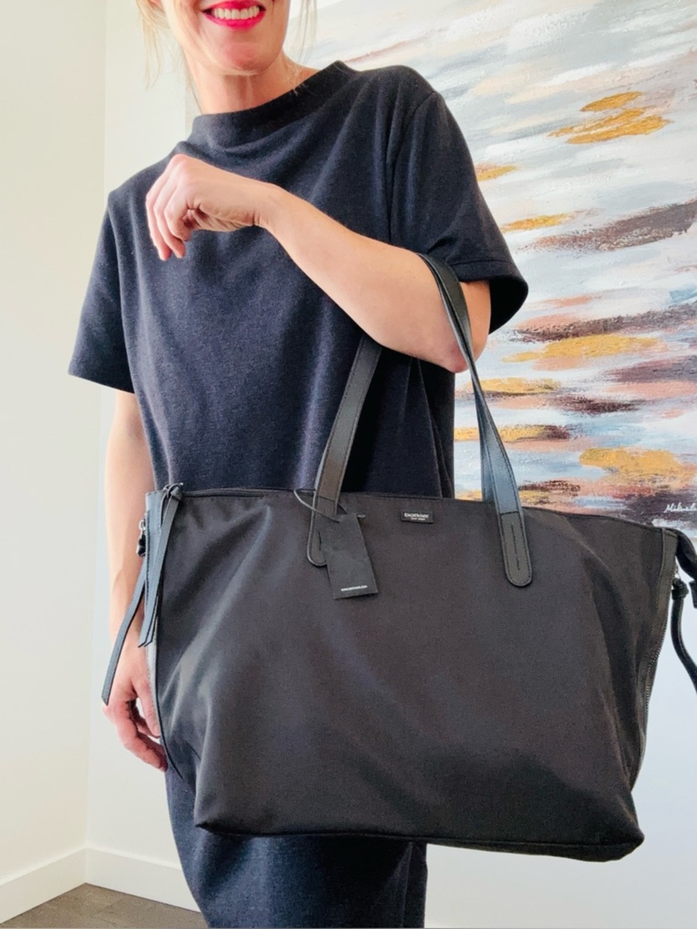 NWT Botkier New York Bond Tote Bag Black Nylon Laptop Work Travel School